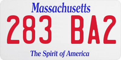 MA license plate 283BA2