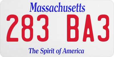 MA license plate 283BA3