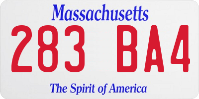 MA license plate 283BA4