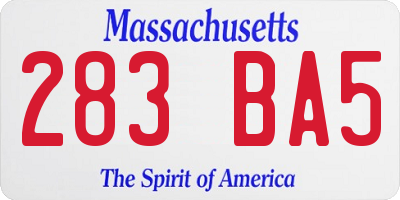 MA license plate 283BA5