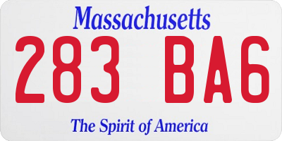 MA license plate 283BA6