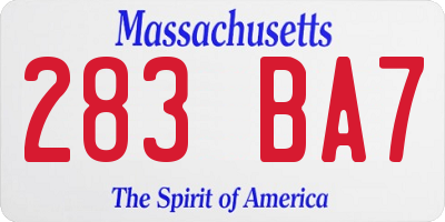 MA license plate 283BA7