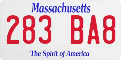 MA license plate 283BA8