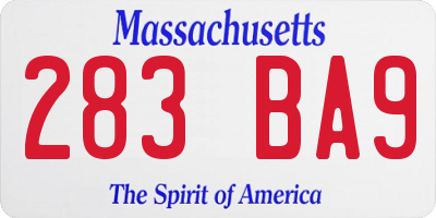 MA license plate 283BA9