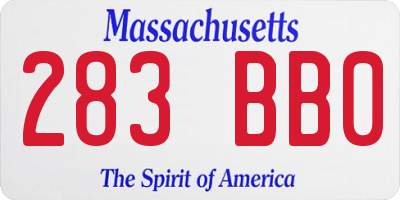 MA license plate 283BB0