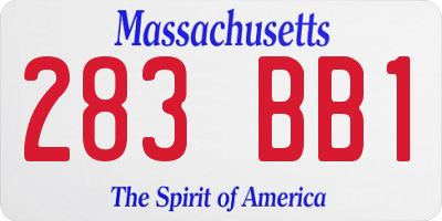 MA license plate 283BB1