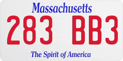 MA license plate 283BB3