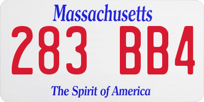 MA license plate 283BB4