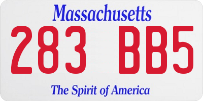 MA license plate 283BB5