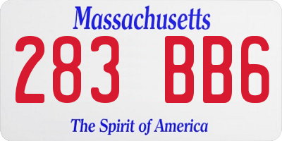 MA license plate 283BB6