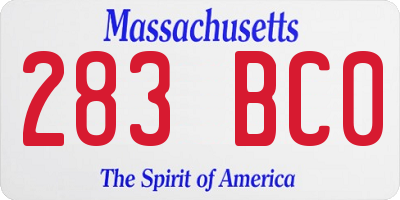 MA license plate 283BC0
