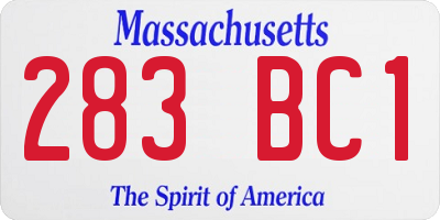 MA license plate 283BC1