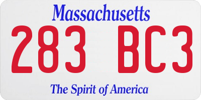 MA license plate 283BC3