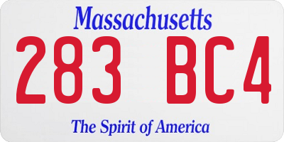 MA license plate 283BC4