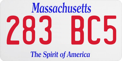 MA license plate 283BC5
