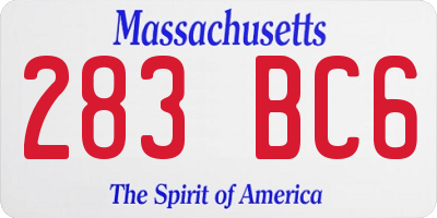 MA license plate 283BC6