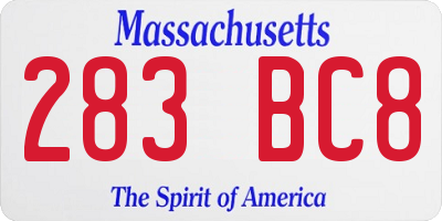 MA license plate 283BC8
