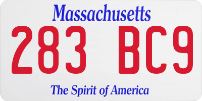 MA license plate 283BC9
