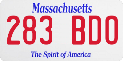 MA license plate 283BD0