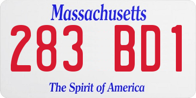 MA license plate 283BD1