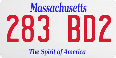 MA license plate 283BD2