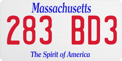 MA license plate 283BD3