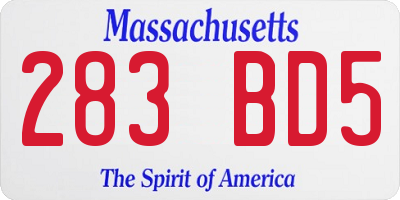 MA license plate 283BD5