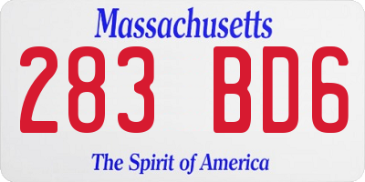 MA license plate 283BD6