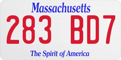 MA license plate 283BD7
