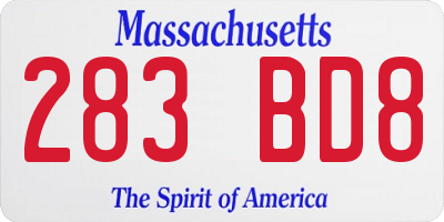 MA license plate 283BD8
