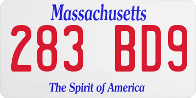 MA license plate 283BD9