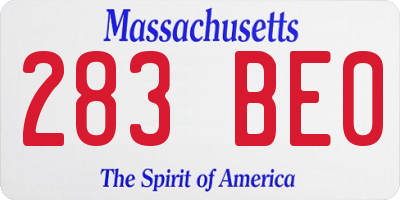 MA license plate 283BE0