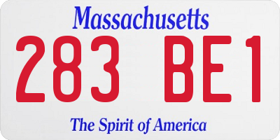 MA license plate 283BE1