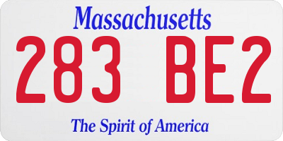 MA license plate 283BE2