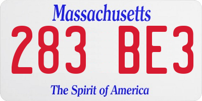 MA license plate 283BE3
