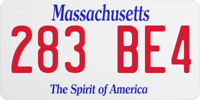 MA license plate 283BE4