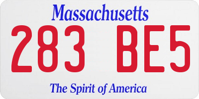MA license plate 283BE5