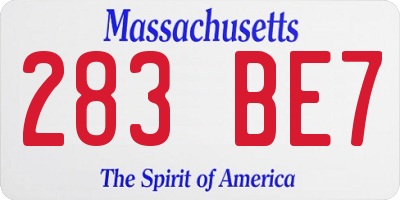 MA license plate 283BE7