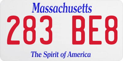 MA license plate 283BE8