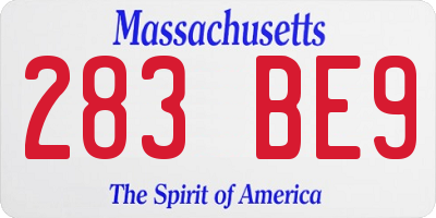 MA license plate 283BE9