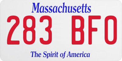 MA license plate 283BF0