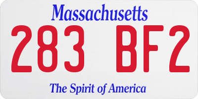 MA license plate 283BF2
