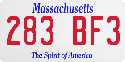 MA license plate 283BF3