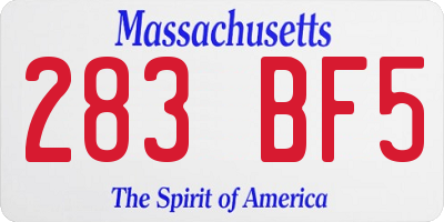 MA license plate 283BF5