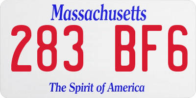 MA license plate 283BF6