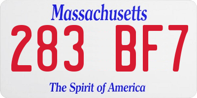 MA license plate 283BF7