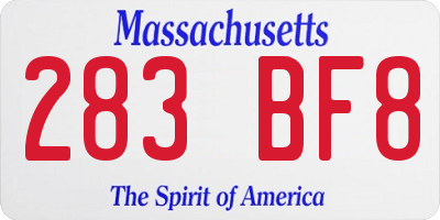 MA license plate 283BF8
