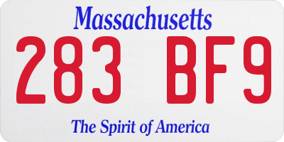 MA license plate 283BF9