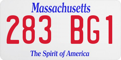 MA license plate 283BG1