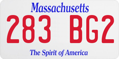 MA license plate 283BG2